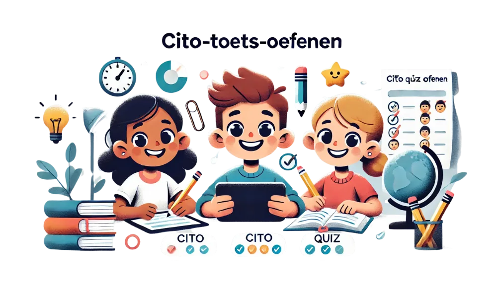 Kinderen die Cito-toetsen oefenen